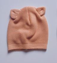Touca bebê tricô gorro com orelhinhas de urso linha acrílica