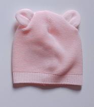Touca bebê tricô gorro com orelhinhas de urso linha acrílica