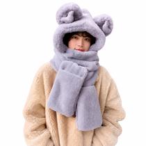 Touca Cachecol Feminina Inverno Pelúcia 2 em 1 Com Orelhinhas Super Quente e Macia Touca Cachecol Feminina Inverno Pelúcia 2 em 1 Com Orelhinhas Super Quente e Macia