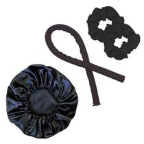 Touca cetim anti frizz + modelador curling rod + 2 brindes