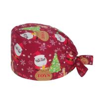 Touca Cirúrgica Unissex Ajustável 100% Algodão Com Estampa De Natal Para Enfermeiros, Médicos E