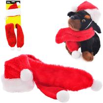 Touca com cachecol de papai noel para cachorro