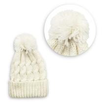 Touca com Pompom - Gorro Branco Confortável 38cm x 22cm