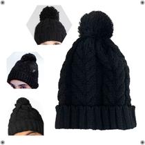 Touca Com Pompom Gorro Lã Lisa Tricot Unissex Inverno Frio
