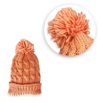 Touca Com Pompom Salmão Gorro Quentinho Confortável E Macio