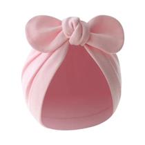 Touca De Algodão Com Orelhas De Coelho Para Bebês, Gorro Infantil De Cor Sólida Para Meninas E