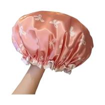 Touca De Banho Reutilizável Impermeável Com Estampa De Laço, Acessório De Cozinha Anti-Fumaça, Touca De Banho Reutilizável Impermeável Com Estampa De Laço, Acessório De Cozinha Anti-Fumaça,