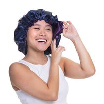 Touca De Cetim Anti-Frizz Camada Dupla Azul Marinho/Violeta - Santa Clara