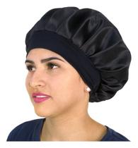 Touca De Cetim Anti Frizz Com Faixa Dormir Conforto Cor Pret Touca De Cetim Anti Frizz Com Faixa Dormir Conforto Cor Pret