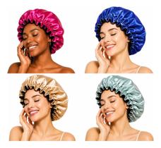 Touca De Cetim Anti Frizz Proteção Capilar Luxo Dupla Face 5 Und 0