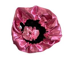 Touca de Cetim Dupla Antifrizz com Regulador e Scrunchie Xuxinha de Cetim