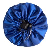 Touca de Cetim Dupla face Ajustável Antifrizz TAMANHO G - COR AZUL