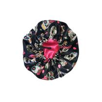 Touca De Cetim Dupla Face Com Regulador Ajustável Caveira Touca De Cetim Dupla Face Com Regulador Ajustável Caveira