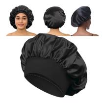 Touca de Cetim Dupla Face Grande Anti Frizz para Dormir Cabelo Liso Crespo Cacheados