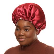 Touca de Cetim Dupla Face Marsala e Rosé De Benguela