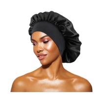 Touca De Cetim Feminina Com Aba Larga E Faixa Elástica Para Dormir À Noite E Banho, Touca Unissex