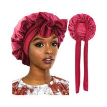 Touca De Cetim Feminina Com Faixa Larga Elástica Para Cabelo, Touca De Seda Para Cuidados Com Os