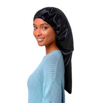 Touca de Cetim Longa Preta Tamanho Único - Santa Clara Touca de Cetim Longa Preta Tamanho Único - Santa Clara