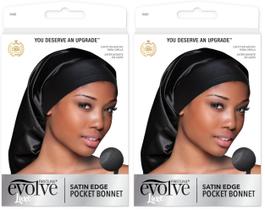 Touca de Cetim Pocket Bonnet Evolve Preta Tamanho Único (Pacote com 2) Touca de Cetim Pocket Bonnet Evolve Preta Tamanho Único (Pacote com 2)