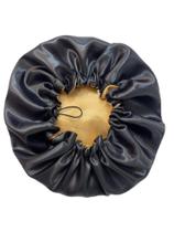 Touca De Cetim Preta Com Regulador Anti Frizz Dormir Hidratação Touca De Cetim Preta Com Regulador Anti Frizz Dormir Hidratação