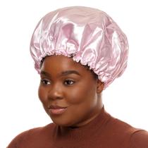 Touca de Cetim Rosa e Cinza - De Benguela Touca de Cetim Rosa e Cinza - De Benguela