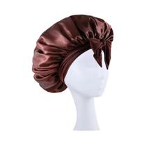 Touca De Cetim Sedosa Para Dormir Feminina, Capuz Noturno, Lenço Para Cabelos Cacheados Com Faixa