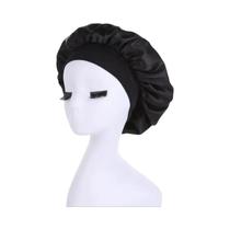 Touca De Cetim Sólida Para Mulheres, Faixa Elástica Para Cabelo, Touca De Banho Para Dormir E