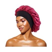 Touca De Dormir De Cetim Feminina Com Faixa Elástica Larga, Touca De Banho Para Cabelos Longos E
