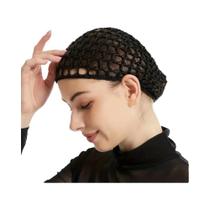 Touca De Dormir De Crochê Em Malha Preta Para Uso Diário, Rede Minimalista Para Cuidados Com Os