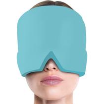 Touca de enxaqueca terapêutica Gel hood ice pack máscara de calor para os olhos touca Cor:Azul-1PCS