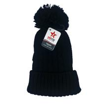 Touca De Frio Com Pompom Preta Redstar Gorro De Lã Tricot Inverno VSI01006 Touca De Frio Com Pompom Preta Redstar Gorro De Lã Tricot Inverno VSI01006