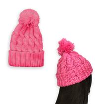 Touca de frio com pompom - rosa