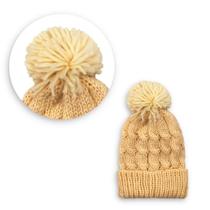 Touca de Frio Gorro com Pompom Bege Quentinha e Confortável