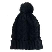 Touca de Frio Gorro de Lã Tricot Preta com Pompom Inverno Quente Feminina Touca de Frio Gorro de Lã Tricot Preta com Pompom Inverno Quente Feminina