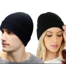 Touca De Frio Lisa Preta Gorro Confeccionada em Lã Inverno Unisex