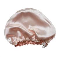 Touca de grampos de cetim para alisar o cabelo Rose com Offwhetet Touca de grampos de cetim para alisar o cabelo Rose com Offwhetet