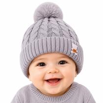 Touca de Inverno Bebê Infantil Tricô com Pompom Gorro Quentinho para Bebê Menino e Menina