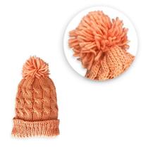 Touca De Inverno Com Pompom - Conforto E Estilo No Frio Cor:salmão Touca De Inverno Com Pompom - Conforto E Estilo No Frio Cor:salmão