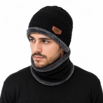 Touca De Inverno Gorro De Frio De Lã Toca Gola Cachecol unissex infantil adulto forrado quentinho