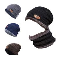 Touca De Lã Gorro Adulto Inverno Forrada Balaclava Cachecol Touca De Lã Gorro Adulto Inverno Forrada Balaclava Cachecol
