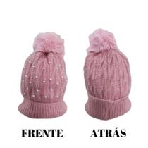 Touca De Lã Gorro Feminina Forrada Com Pérola Pom Pom Touca De Lã Gorro Feminina Forrada Com Pérola Pom Pom