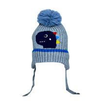 Touca De Lã Infantil forrada de Pelucia Dinossauro Inverno Tapa Orelha Com Pom Pom Touca De Lã Infantil forrada de Pelucia Dinossauro Inverno Tapa Orelha Com Pom Pom