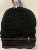 Touca De Lã Sports Inverno Preta Listras Marrom Touca De Lã Sports Inverno Preta Listras Marrom