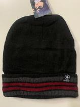 Touca De Lã Sports Inverno Preta Listras Vermelhas Touca De Lã Sports Inverno Preta Listras Vermelhas