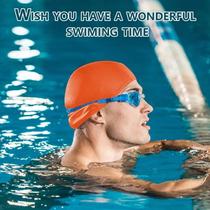 Touca De Natação Laranja Tecido Esportivo Original Conforto Para Prática De Hidroginástica Diária