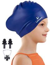 Touca de natação Lasmare Kids Long Hair Silicone, de 1 a 15 anos, com acessórios