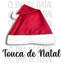 Touca De Papai Noel Linha Luxo de Cetim Gorro de Natal Vermelho Fantasia Mamãe e Papai Noel Unissex