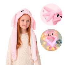 Touca De Pelúcia Levanta Orelhas C Led Colorido Gorro Animes