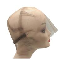 Touca De Peruca De Renda Completa Marrom Bege Com Alças Ajustáveis E Linha Guia Para Personalização