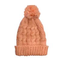 Touca De Tricô Com Pom Pom De Frio Inverno Cor Salmão Touca De Tricô Com Pom Pom De Frio Inverno Cor Salmão